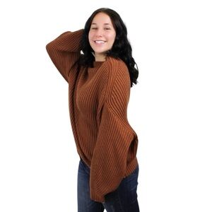 Listicle Brown Mock Neck Dolman Sleeve Sweater NWT